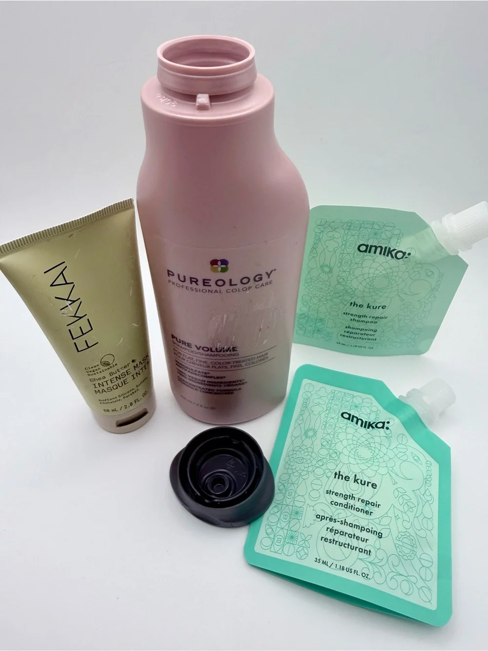 Hair Care Bundle: Pureology, FEKKAI Mask, & 2 amika The Kure Samples (4 Items)